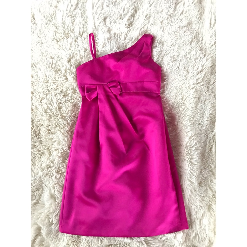 David’s Bridal One Shoulder Magenta Formal Dress